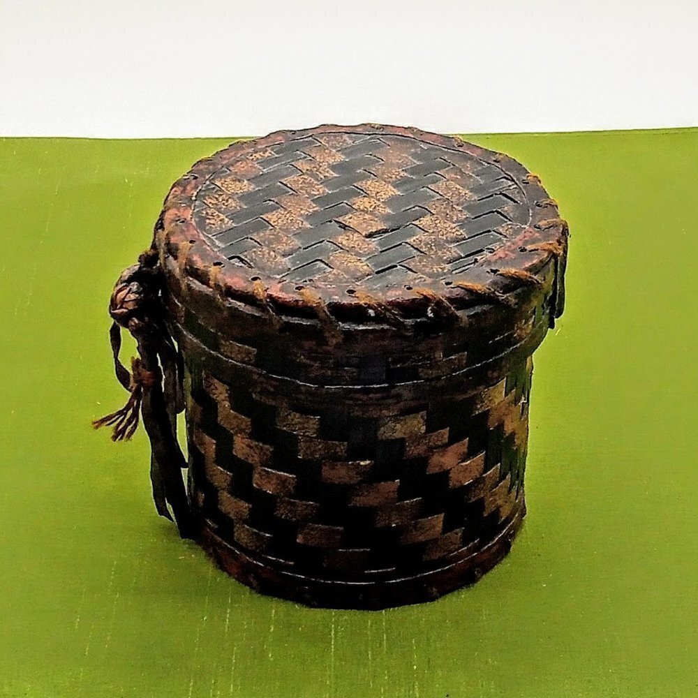 Handmade Woven Leather Bamboo Lidded Tassel Box